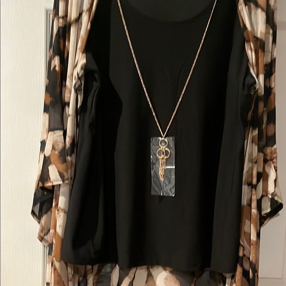 Michelle Abstract Print Cardigan - Black, Brown, Cream - Picture 6 of 7